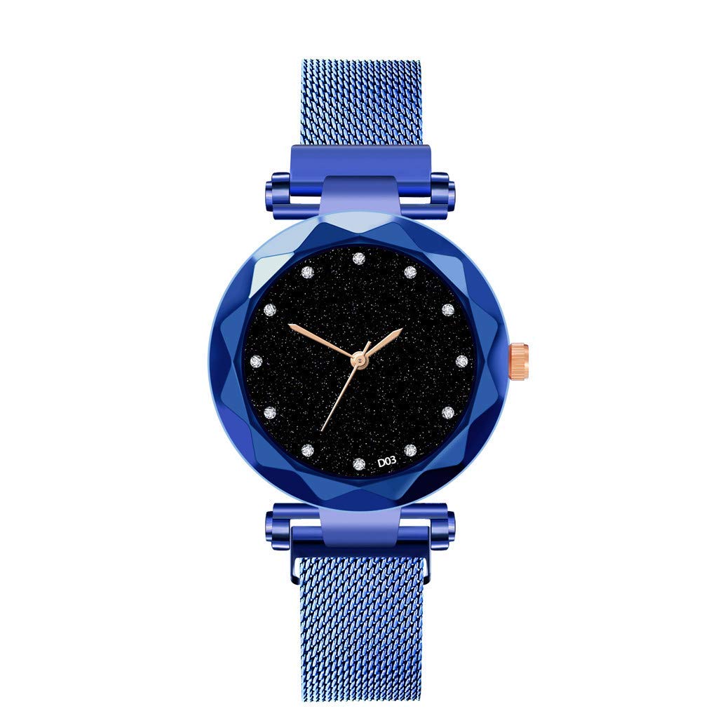 Gold Time Diamonds Studded Design Black Dial Magnetic Mesh Bracelet Current Fashion Analogue Girls Woman & Ladies Watch (Color :- Blue) (B09PMLNQ8R) Amazon Price History, Amazon Price Tracker