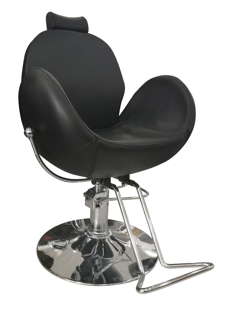 LOVECRAZY - Sillón Profesional de Peluquería, 360º Giratoria con Base Fijo y Apoyapies de Metal, Altura Regulable, Asiento Suave y Cómodo de Material Piel