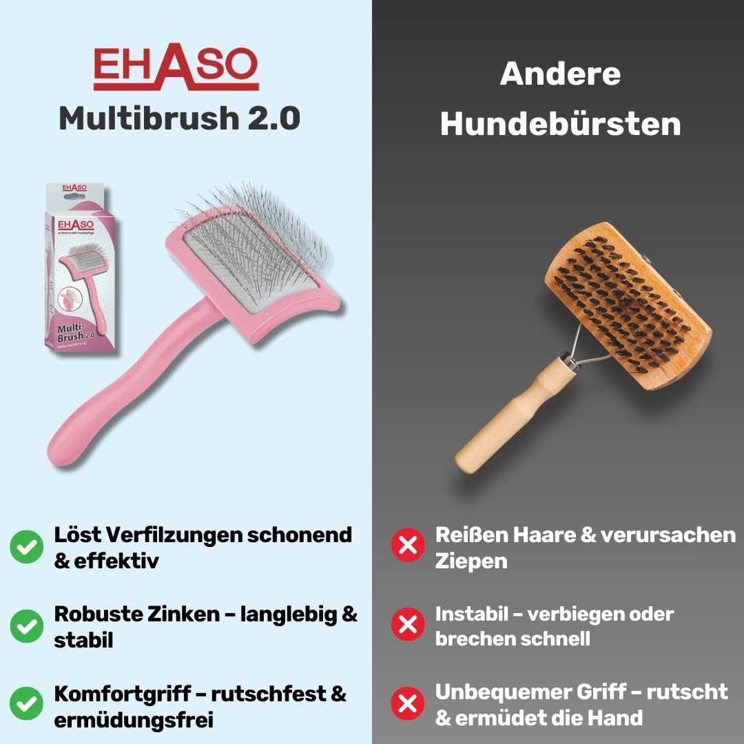 Hochwertige Hundebürste Multibrush pink, medium Ausführung | Entfernen Sie mühelos und schmerzfrei d