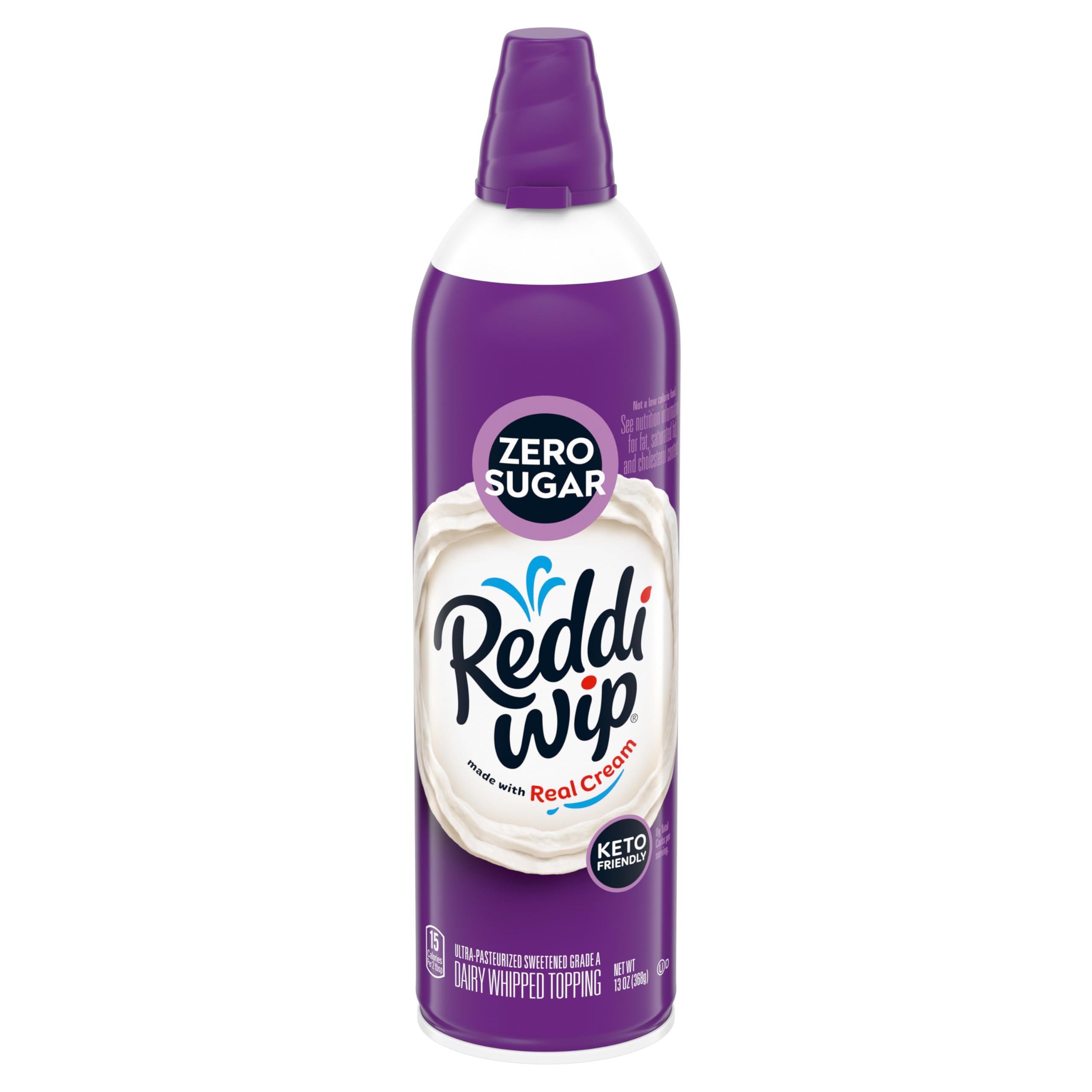 Reddi-wip Zero Sugar Whipped Topping Made with Real Cream, Keto Friendly, 13 oz. Spray Can
