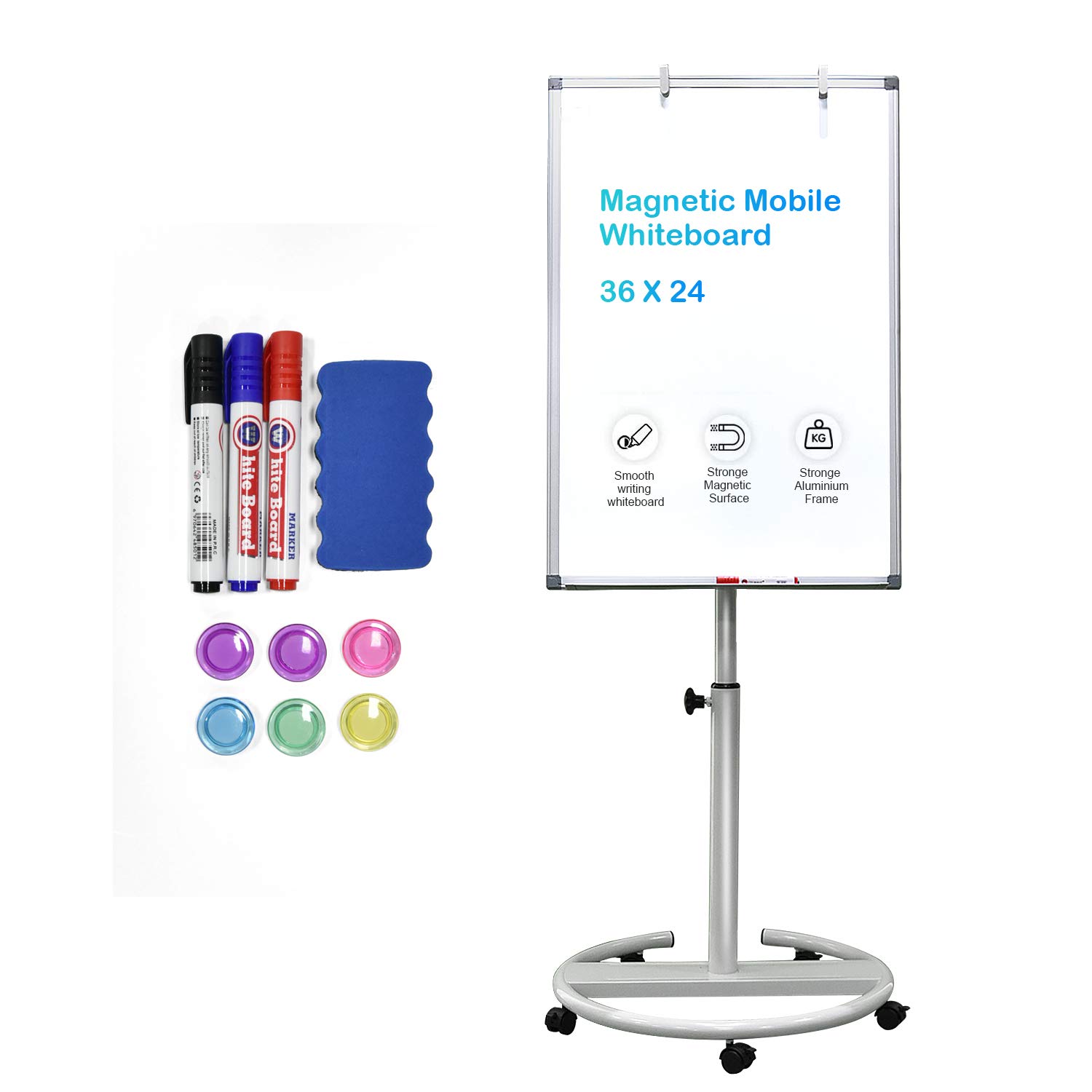 Buy Mobile Whiteboard, 36 x 24 Inches Dry Erase Board with Stand Rolling White Board