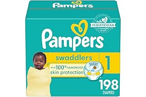 Pampers Swaddlers Size 1 Diapers: 198-Count Pack of Ultra Soft Disposable Diapers for Newborns