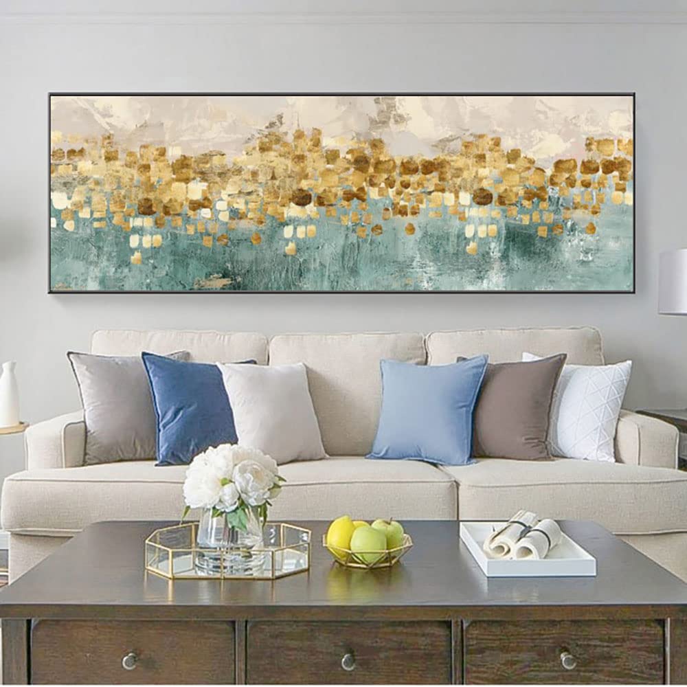 Peinture abstraite plage dorée pour créer une ambiance zen dans le salon