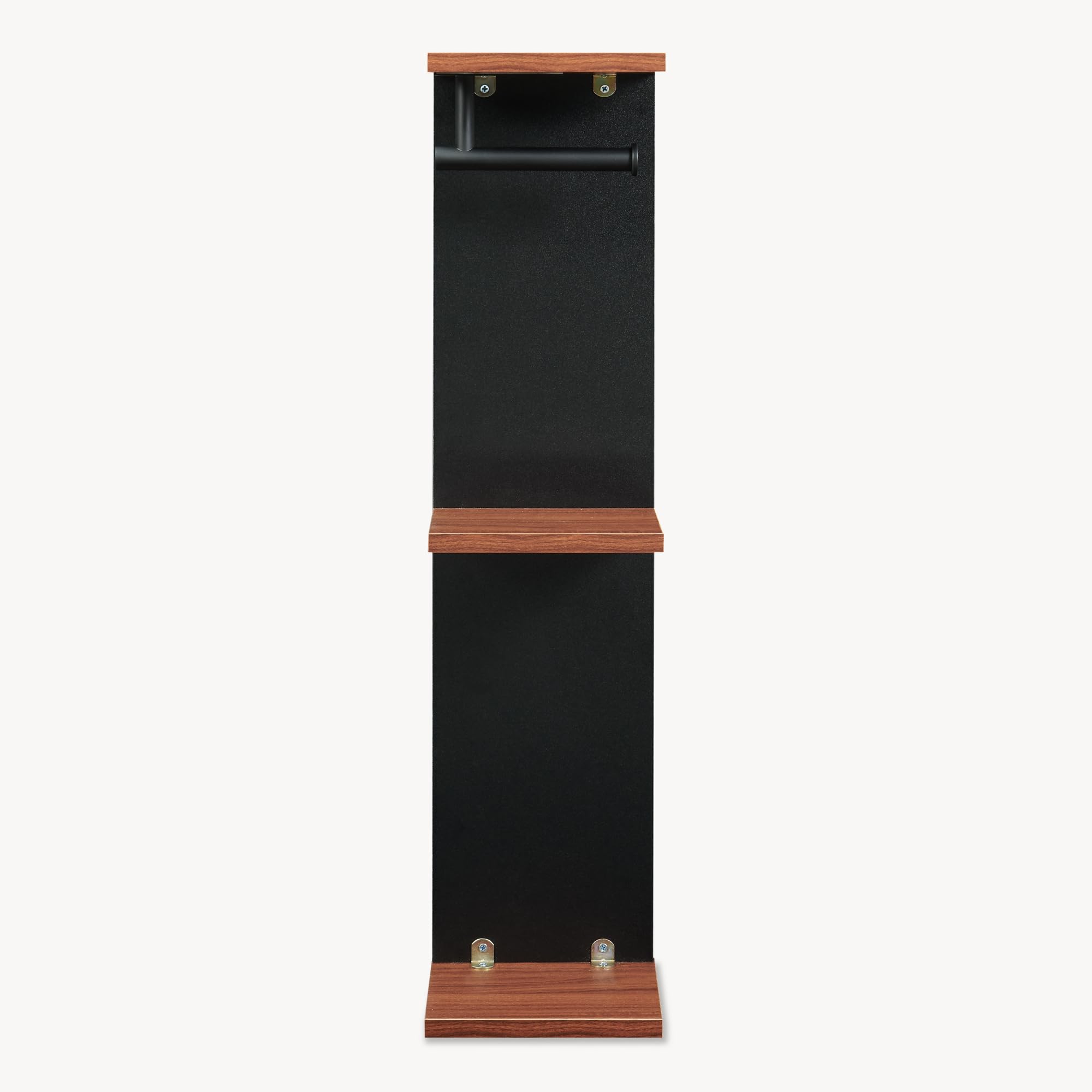 [en.casa] Mobile Portarotolo da Bagno Scaffale da Terra Porta Carta Igienica con 3 Ripiani e Barra Supporto Contenitore Rotoli di Riserva per WC Gabinetto 76 x 18 x 18 cm - Nero/Effetto Noce