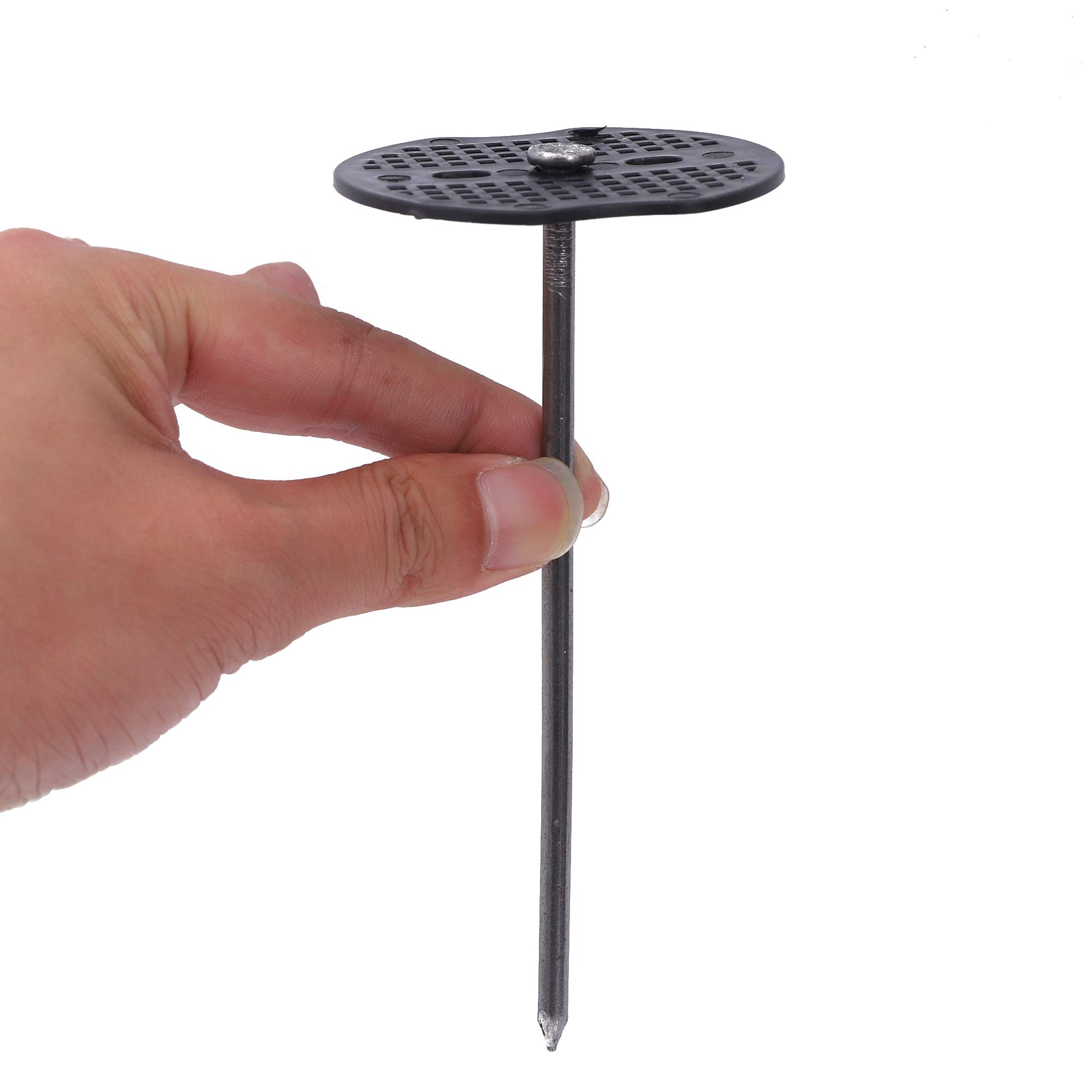 KAHEIGN 50Pz Piolo Da Giardino Impostato, 15cm Forma Di U Resistente Alla Ruggine Graffette Per Prato In Acciaio Pioli Di Fissaggio A Terra Con Rondella Tampone Per Fissaggio Fogli Di Tessuto