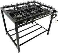 Fogão Industrial 6 Bocas Alta Pressão Ferro Fundido Preto 95x70x80 cm com Mangueira e Registro
