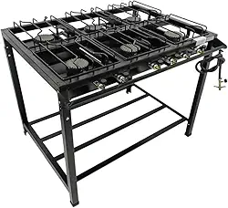 Fogão Industrial 6 Bocas Alta Pressão Ferro Fundido Preto 95x70x80 cm com Mangueira e Registro