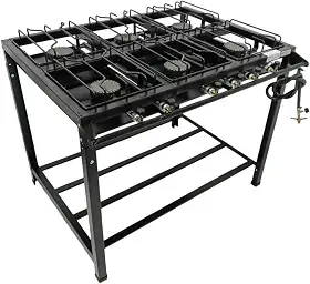 Fogão Industrial 6 Bocas Alta Pressão Ferro Fundido Preto 95x70x80 cm com Mangueira e Registro
