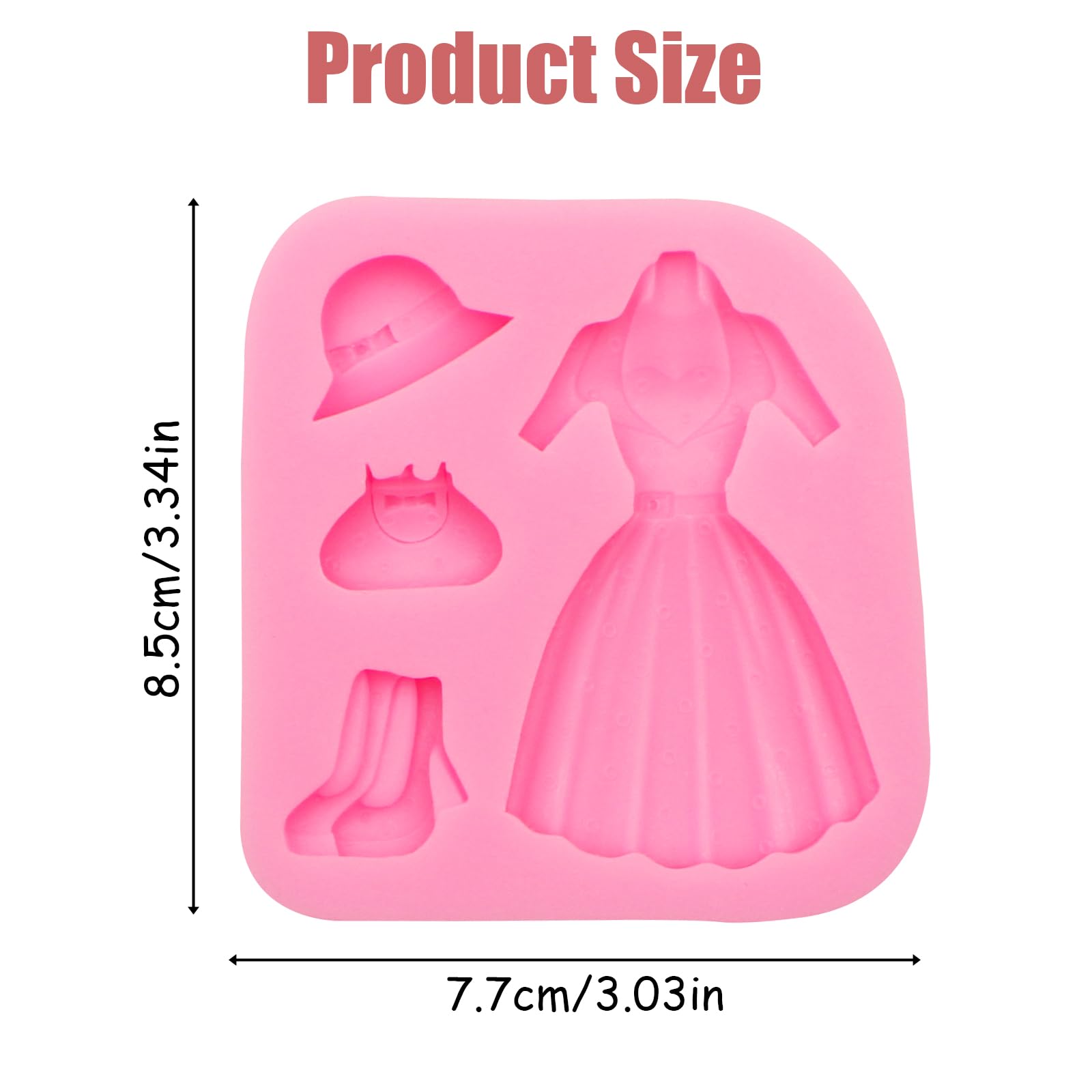 Linda falda de vestido de princesa de moda con tacones altos, sombrero y bolso de mano de silicona para decoración de pasteles de chocolate, caramelos, cupcakes, decoración de pasteles, arcilla