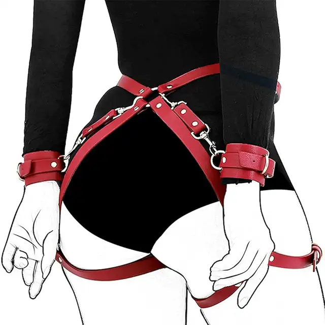 Red PU Leather Body Harness for Women - Harnas Kopen