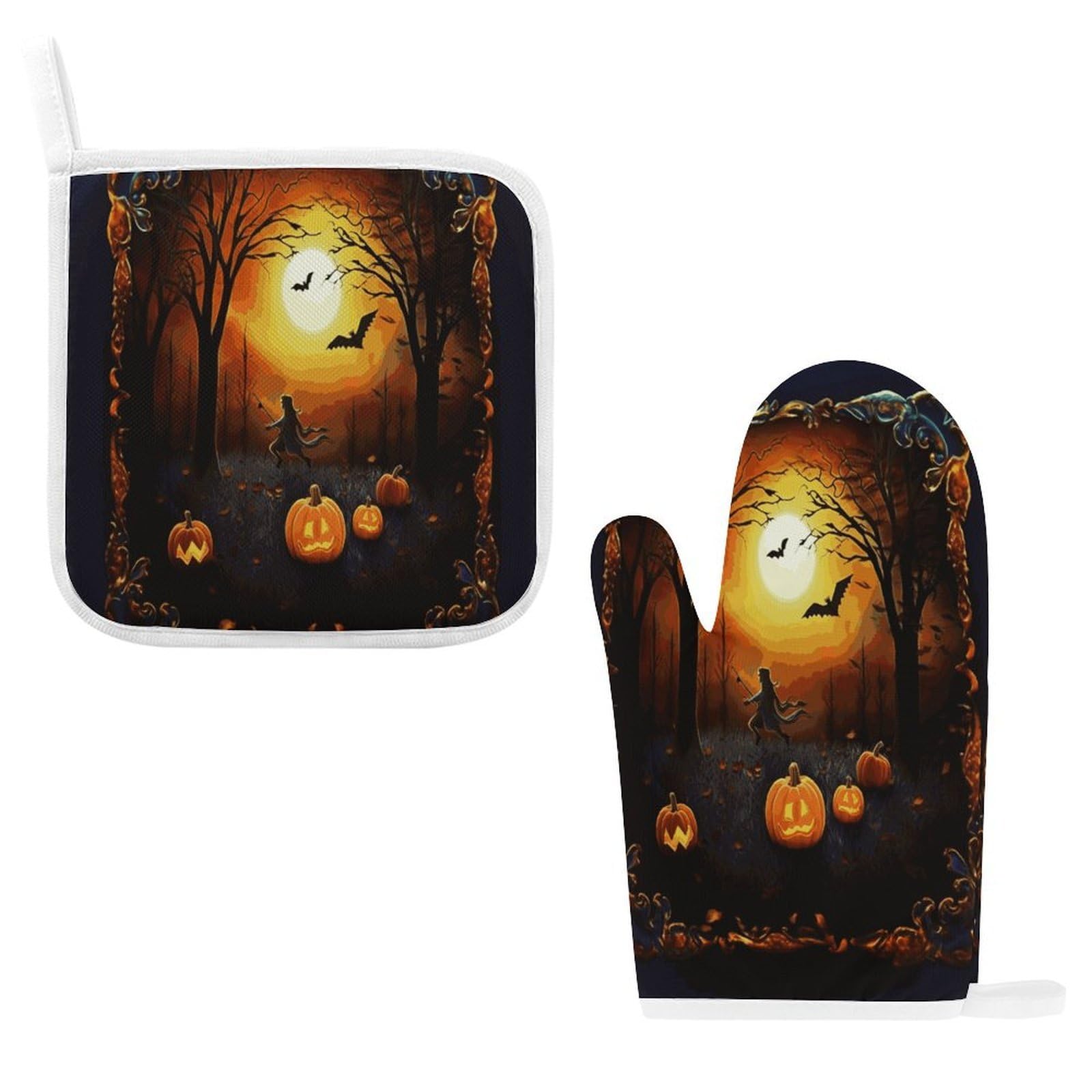 Btcowzrv Style Halloween Party Oven Mitts And Pot Holders 2Pcs Set
