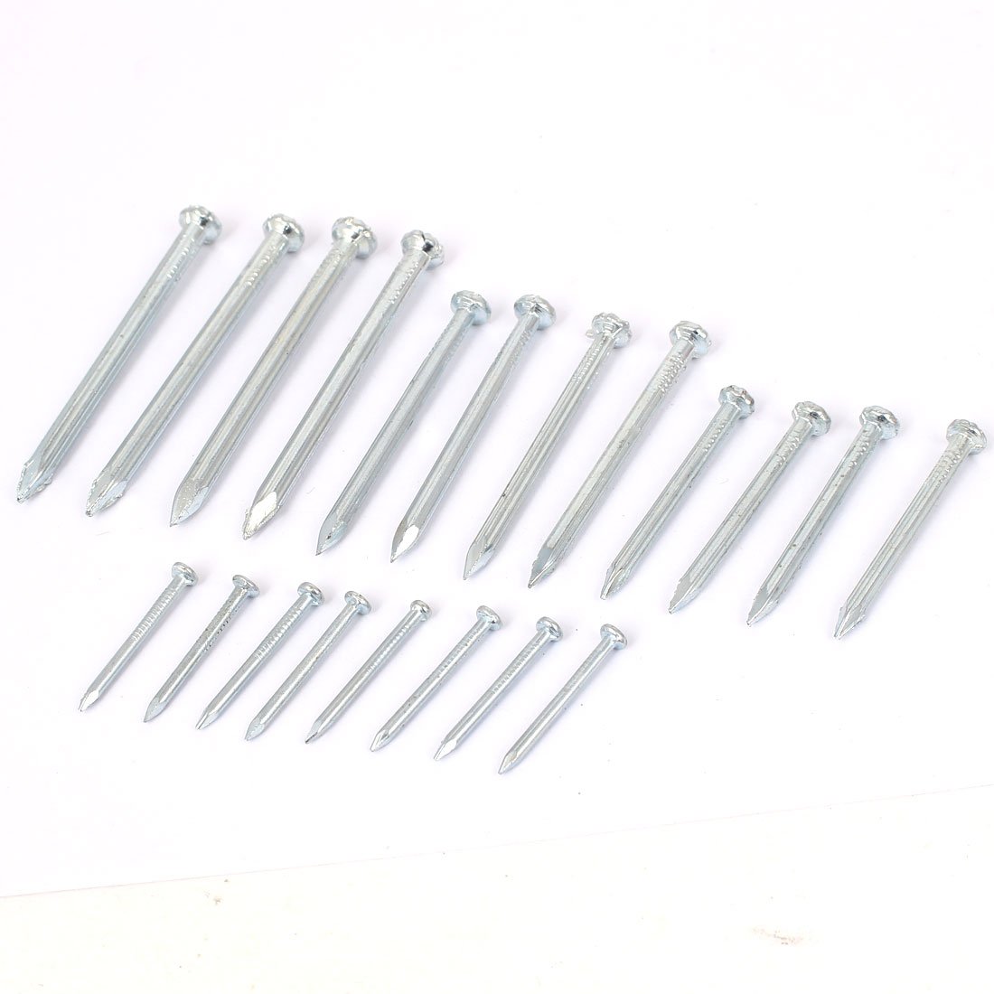 Aexit Fiber Concrete Nails, Screws & Fasteners Cement Wall Metal Point Tip Wire Nails Silver Tone 19 Nut & Bolt Sets in 1