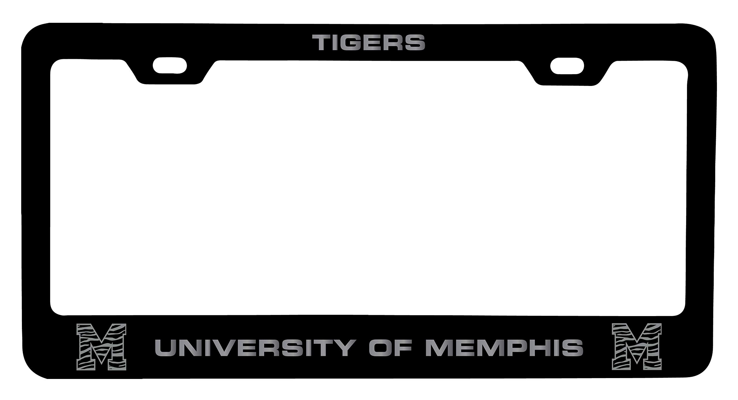 Memphis Tigers Laser Engraved Metal License Plate Frame Black Officially Licensed Collegiate Product