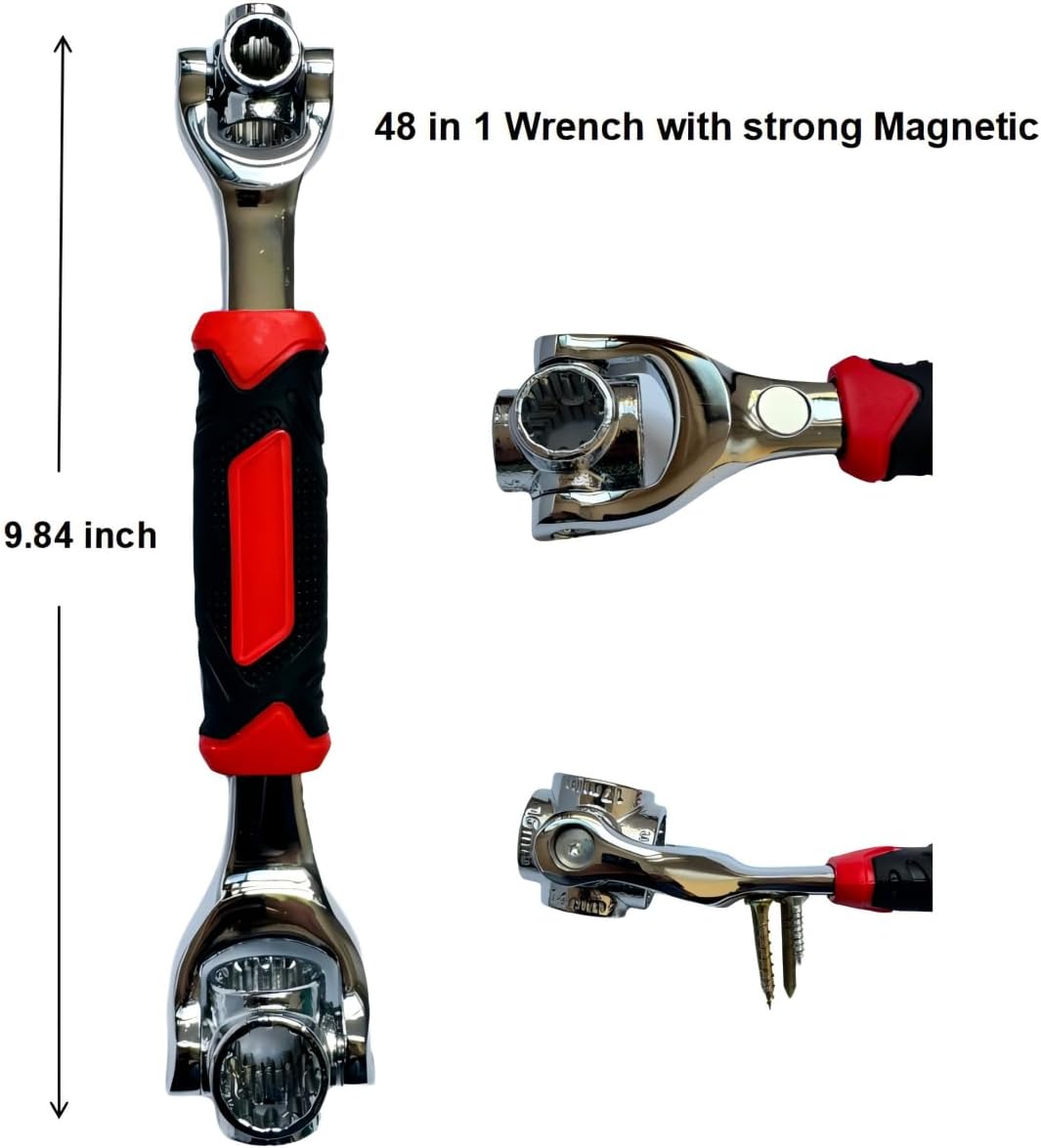 Universal Socket Wrench 48 in 1 Wrench Multifunction Wrench Tool with 360 Degree Rotating Head, Spanner Tool for Home and Car Repair