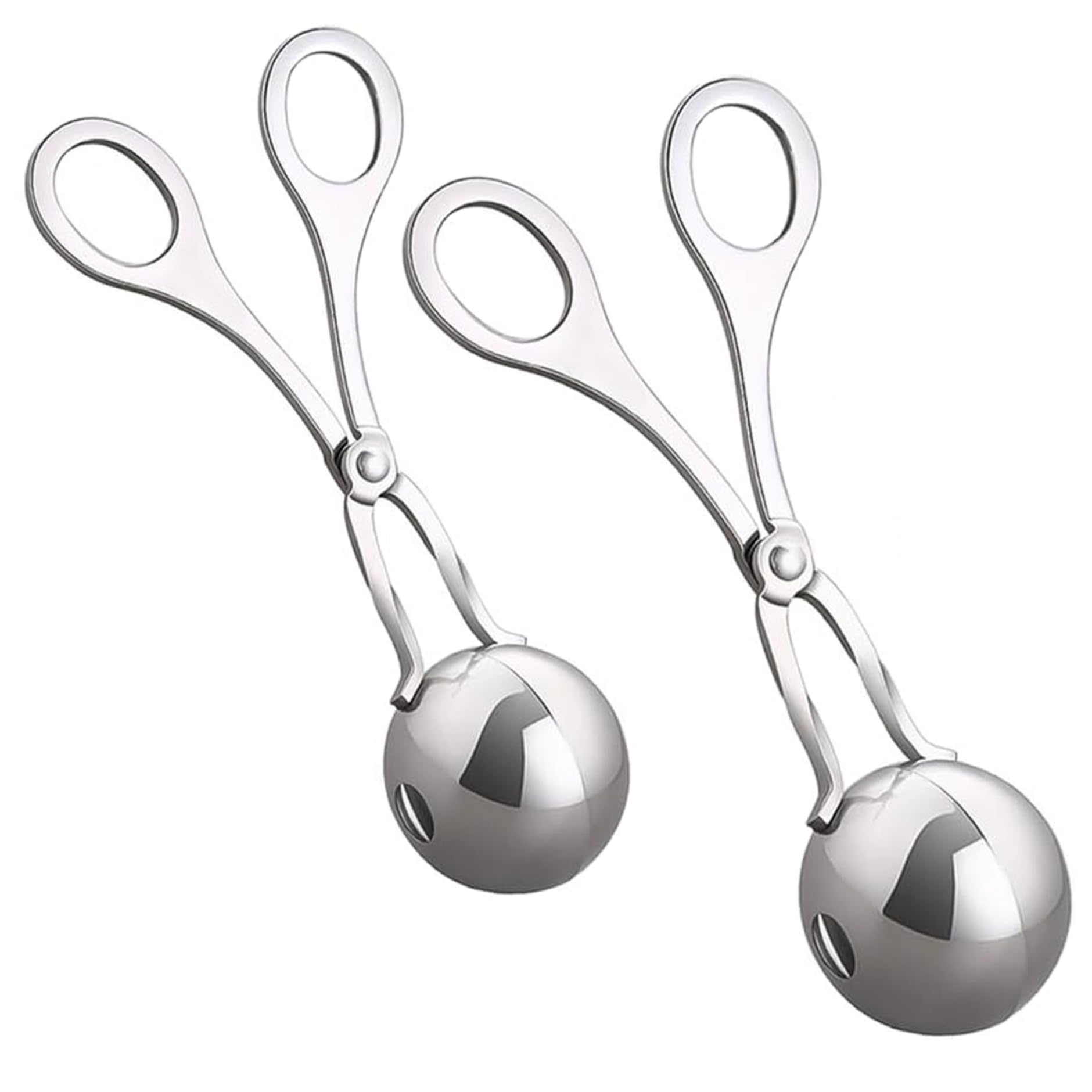 Herramienta Para Hacer Albóndigas 2PCS Herramienta Para Hacer Albóndigas Grandes Y Pequeñas De Acero Inoxidable Pinzas Antiadherentes Para Albóndigas Con Orificio De Descarga