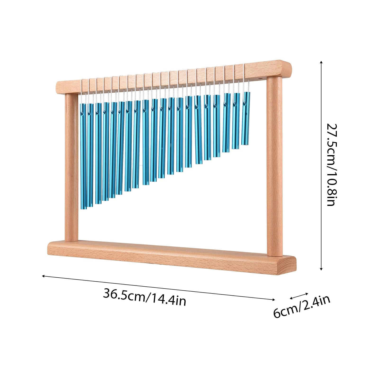 Windspiel-Schlaginstrumente, 20-Noten-Glockenspiel, einreihiges Tisch-Windspiel mit Schlägel für entspannende Meditation, heilender Klang, Desktop-Dekoration (Blau)