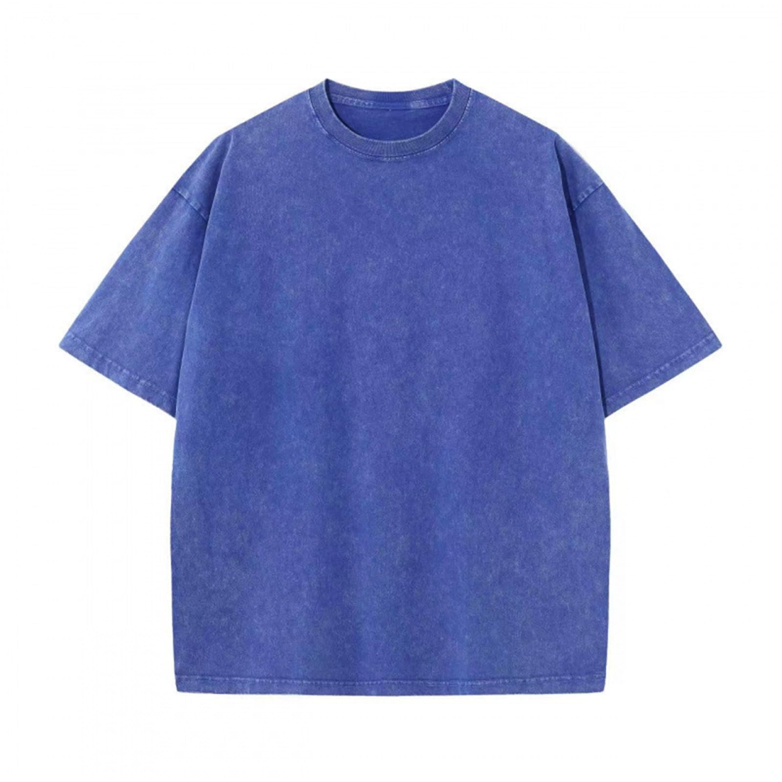 Generisch Luźny t-shirt Baggy Washed Vintage Oversized dla kobiet, swobodny t-shirt z bawełny z krótkimi rękawami