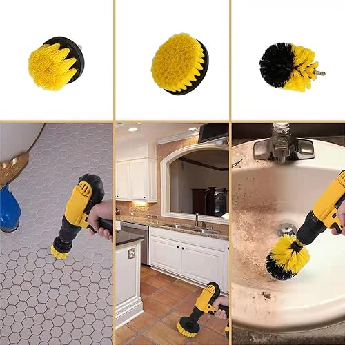 Miniatura 3 de ZLMONDEE Juego de cepillos de taladro multicolor, 6 piezas, incluye cepillos suaves, medianos, rígidos, duros y estropajos para limpieza del hogar