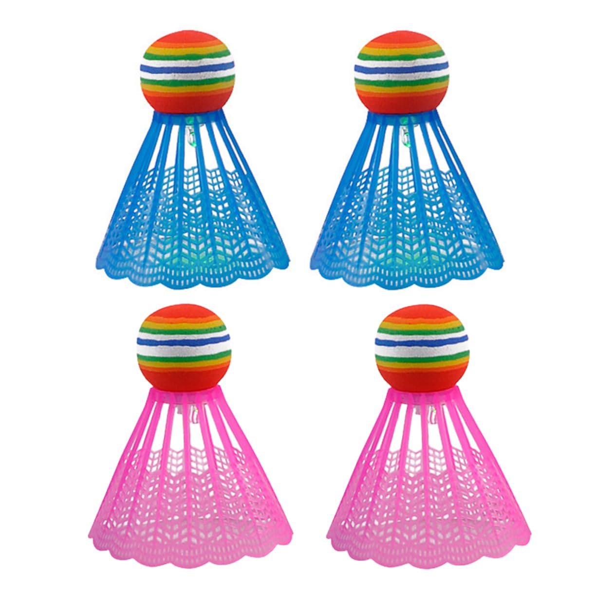 Abaodam 4Pcs Nylon Badminton Shuttlecocks Light Up Birdies for Sports Durable Play Supplies Blue and Pink for School and Family Activities