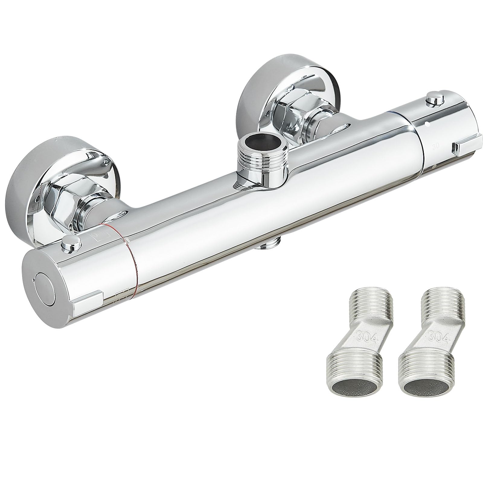 Thermostatic Shower Mixer Bar,Two Outlet,Shower Mixer Taps Wall Mounted Thermostatic Dual Outlet Shower Valve Brass,Chorme Finished