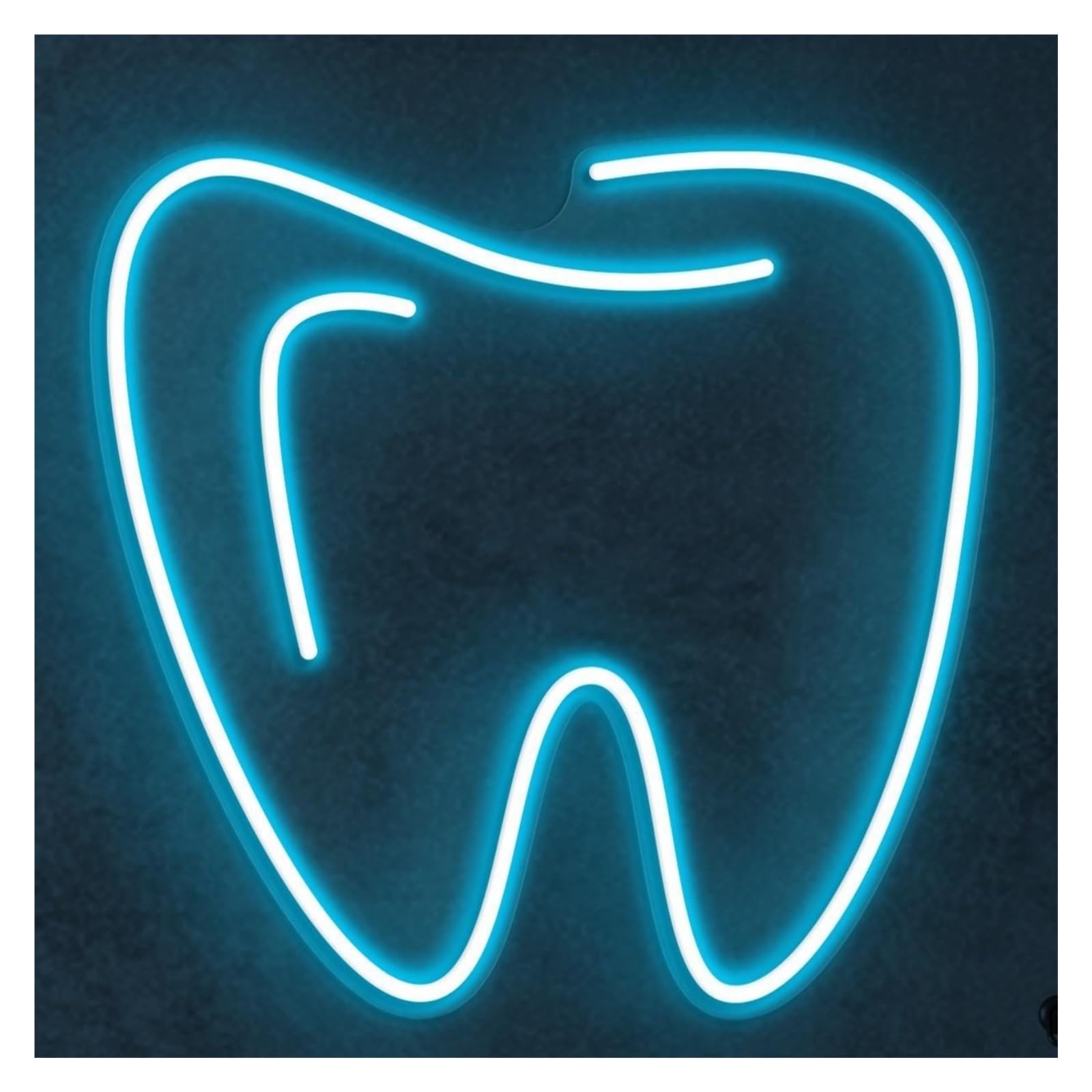 RONGCH Hanging Art Signs Tooth Neon Sign, Suitable for Dental Clinic Decor with Brightness Adjustable 38cm(Ice Blue)
