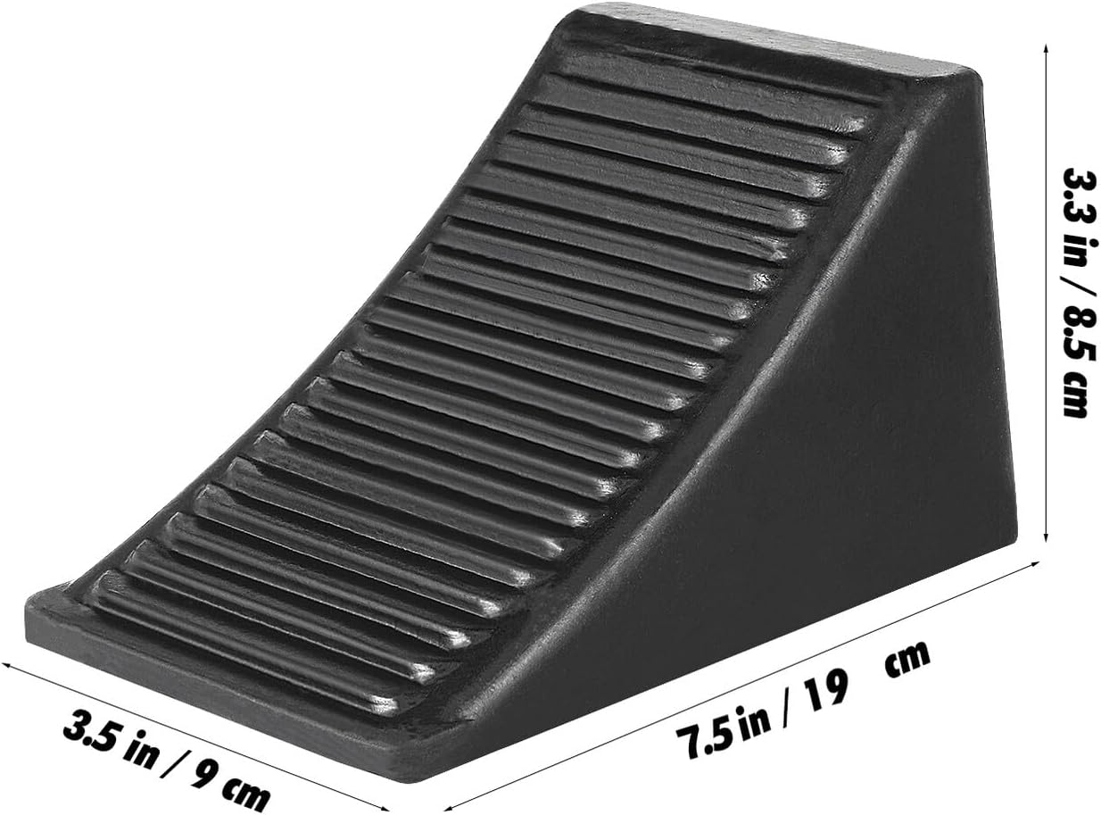 Garneck 2pcs Heavy Duty Rubber Wheel Chocks Vehicle Tire Blocks for Rv Travel Trailers Cars Trucks Non-Slip Stoppers for Safe Parking and Maintenance
