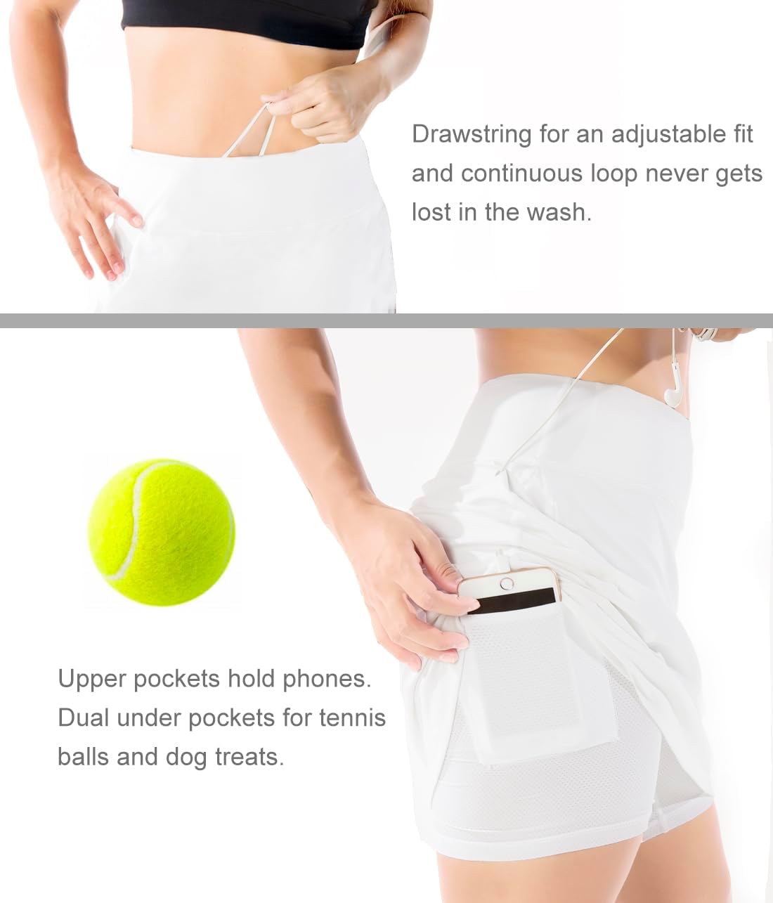 Yogipace Women's UV Protection 17" Long Active Skort, Tennis Running Golf Skirt with Built-in Shorts - Image 4