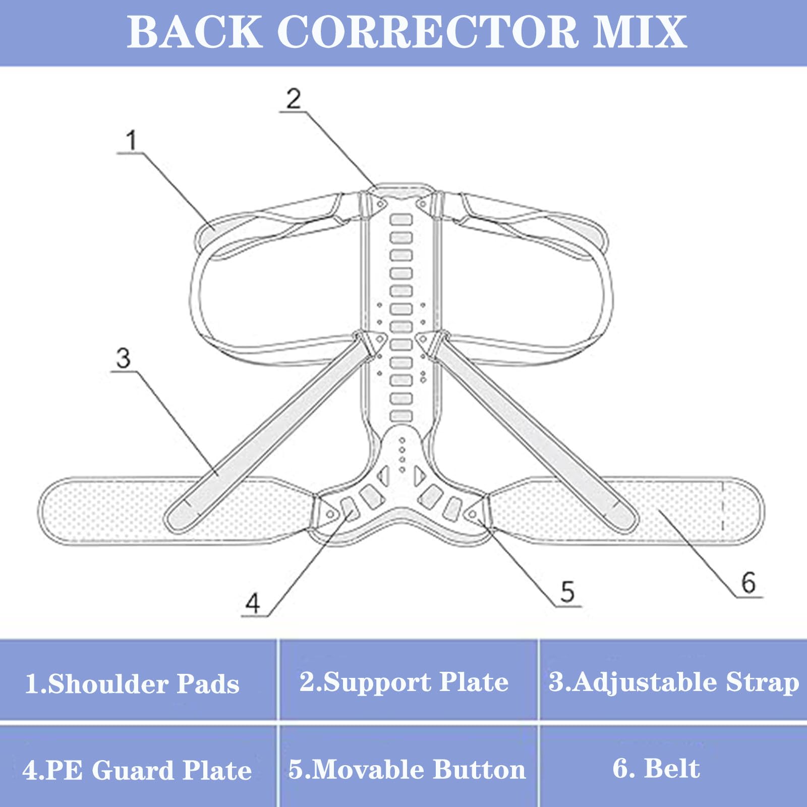 SFKLYU Ortesis Ajustable para Asistencia Espinal, Corrector de Postura para Hombres y Mujeres, Soporte de Espalda para Joroba, Escoliosis, Cifosis y Columna Vertebral,S