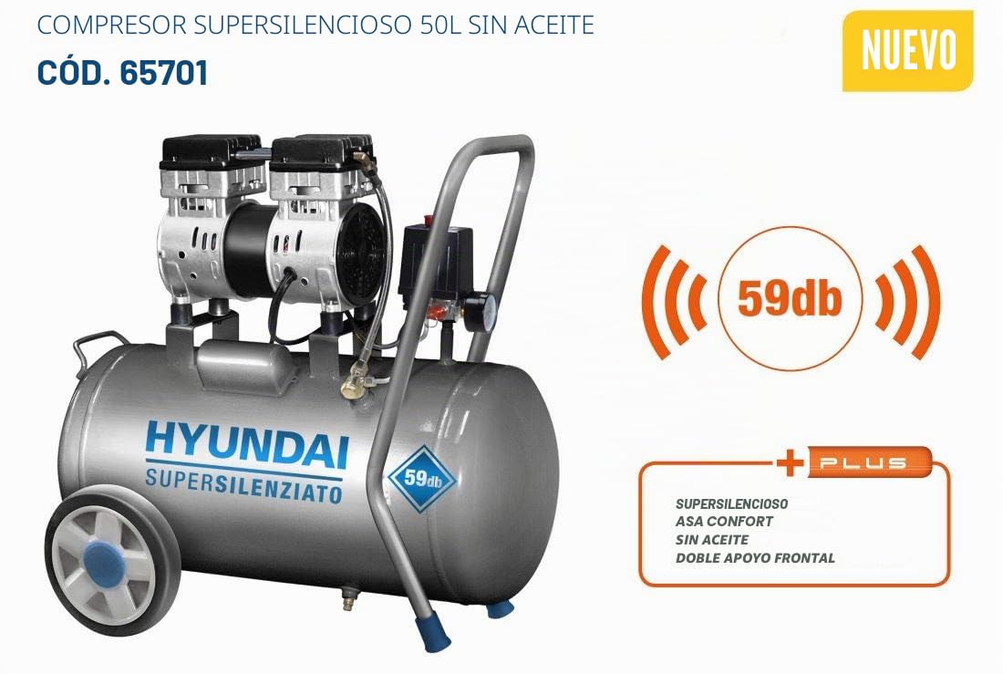 Compresor sin aceite silencioso 50 l HYUNDAI KWU750-50L