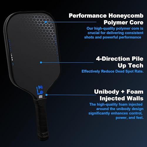 Miniatura 4 de Paletas de pickleball de fibra de carbono aprobadas por USAPA - Superficie de fibra de carbono cruda T700, núcleo de panal de polipropileno de 0.63