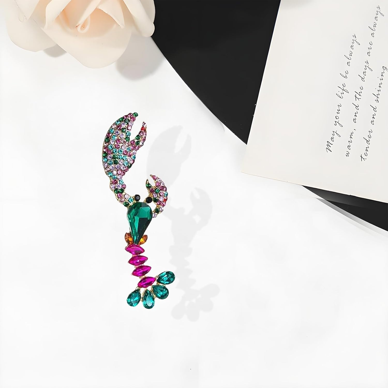 Lobster Brooch Pin for Women Men Trendy Elegant Sparkly Colorful Rhinestone Lobster Brooch Pin Animal Brooch Lapel Pins Bag Hat Holiday Jewelry Gifts - Image 7