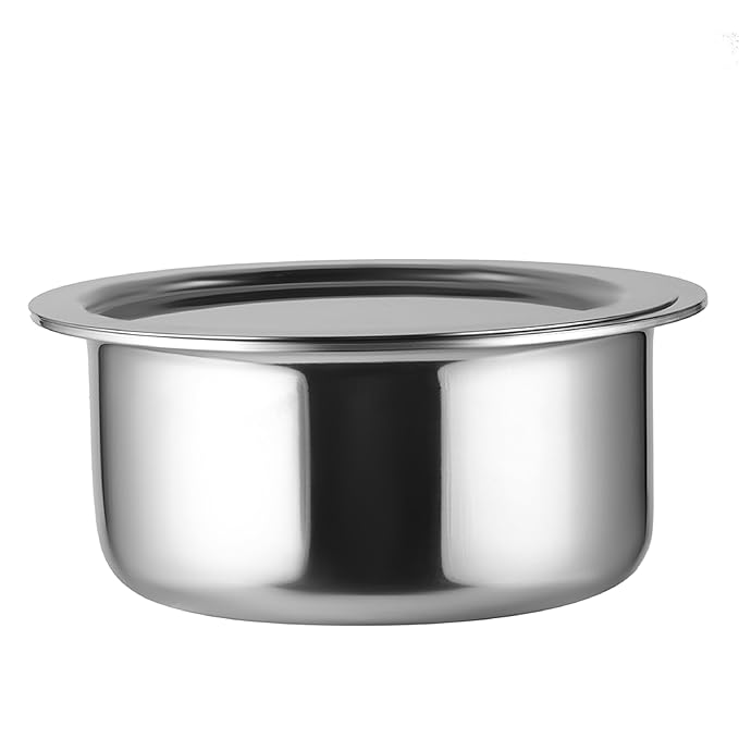 Cello Tri-Ply 14 cm Stainless Steel Cookware Tope with Lid 1 LTR | Tri-Ply Bottom Tope with SS Lid | Induction and Gas Stove Friendly | Dishwasher Safe | Silver