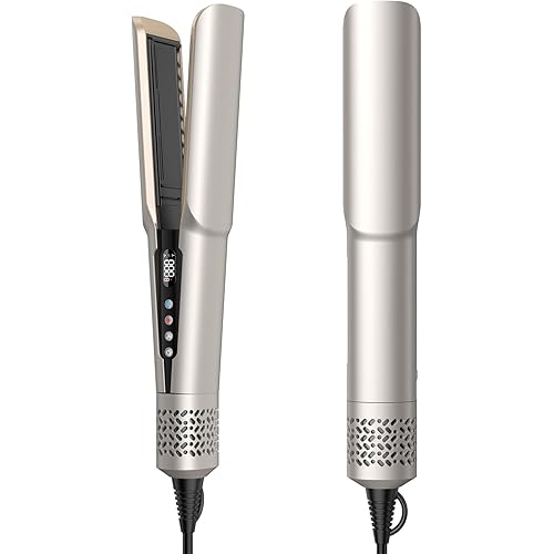 Hair Straightener - 2 in 1 Wet to Dry Hair Dryer and Straightener with High-Speed Airflow + Rapid Heat-Up + Customizable Temperature + LCD Display & Auto Shut-Off + No Heat Damage (Pure Gold)