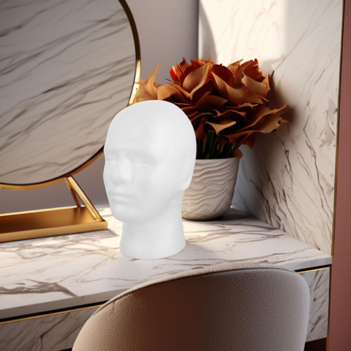 2pcs White Foam Mannequin Head Stand Lightweight Wig Head Model for Hairpieces Display and Hat Holder Suitable for Exhibitions and Malls