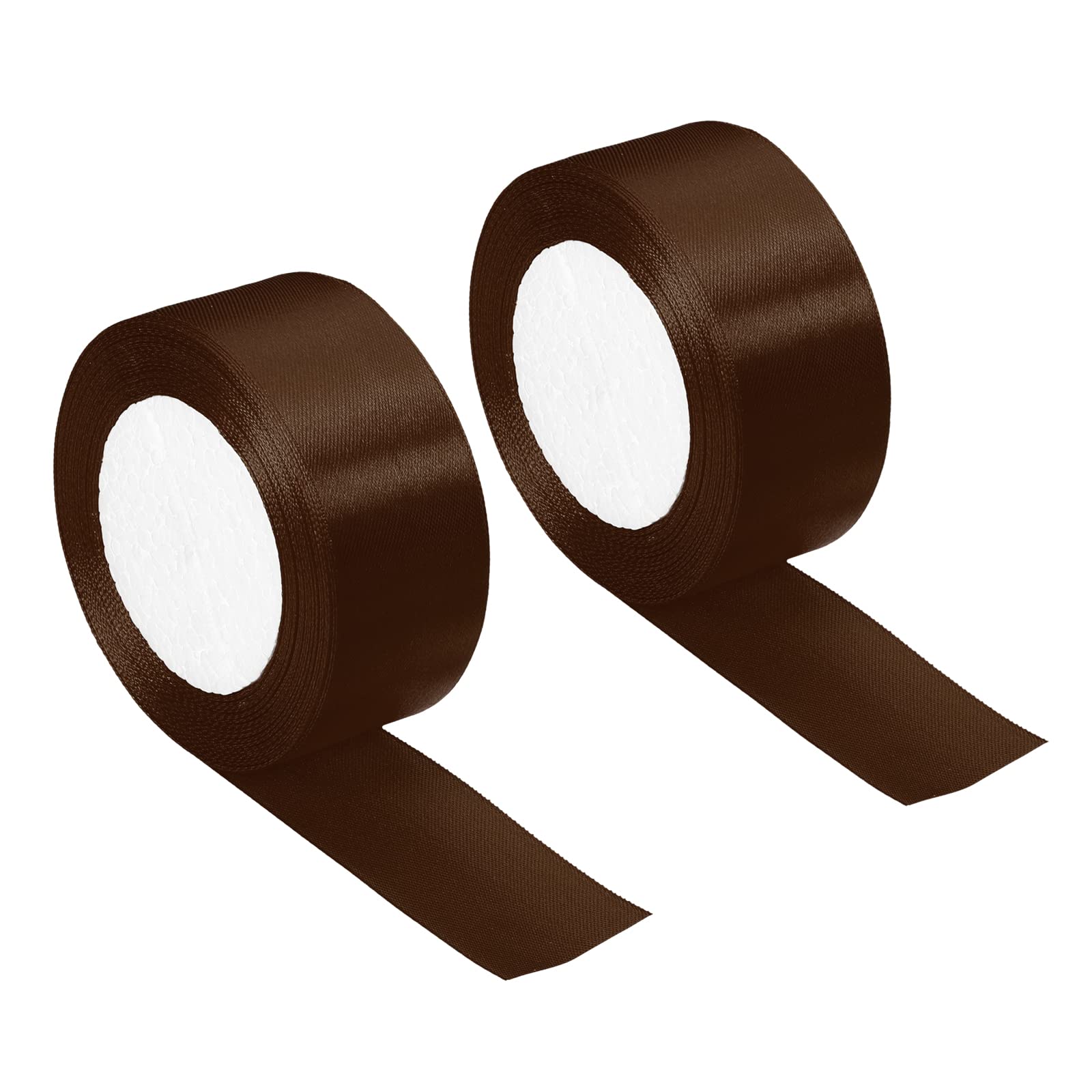 PATIKIL 1.5 Inch Wide 24 Yards Satin Ribbon, 2 Pack Double Face Solid Crafts Roll for Party Home DIY Wrapping Decoration Brown