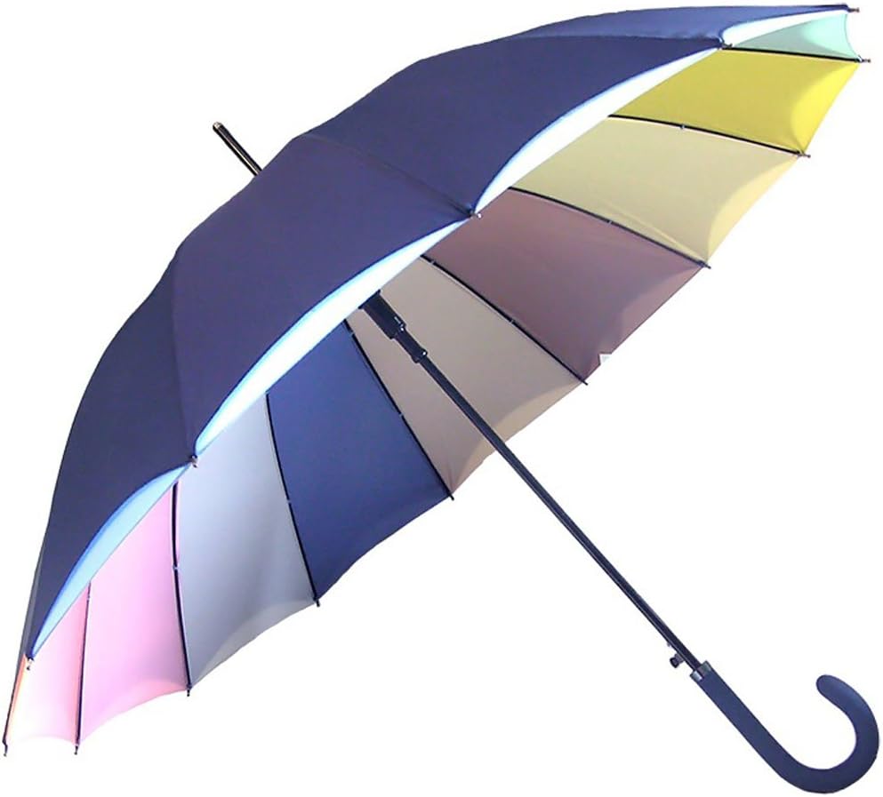 Chrysalin Blue Drop Double Canopy Automatic Umbrella Polyester Pastel Rainbow, 88cm, Navy