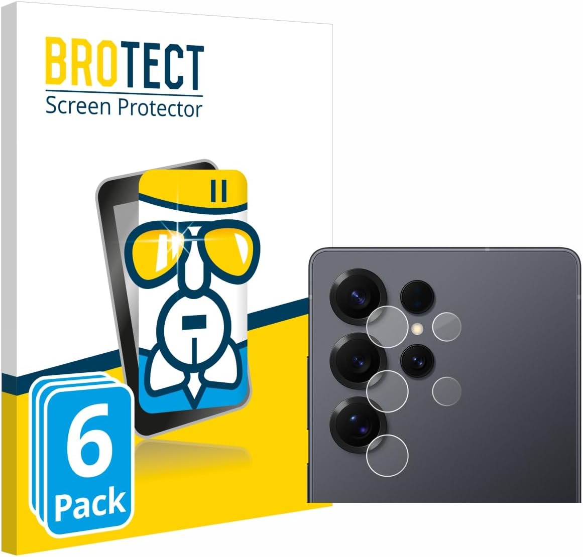 brotect Glass Screen Protector Film compatible with Samsung Galaxy S25 Ultra (ONLY Camera Lens) (6 Pack) - Glass-Foil Protection [Scratch Resistant]