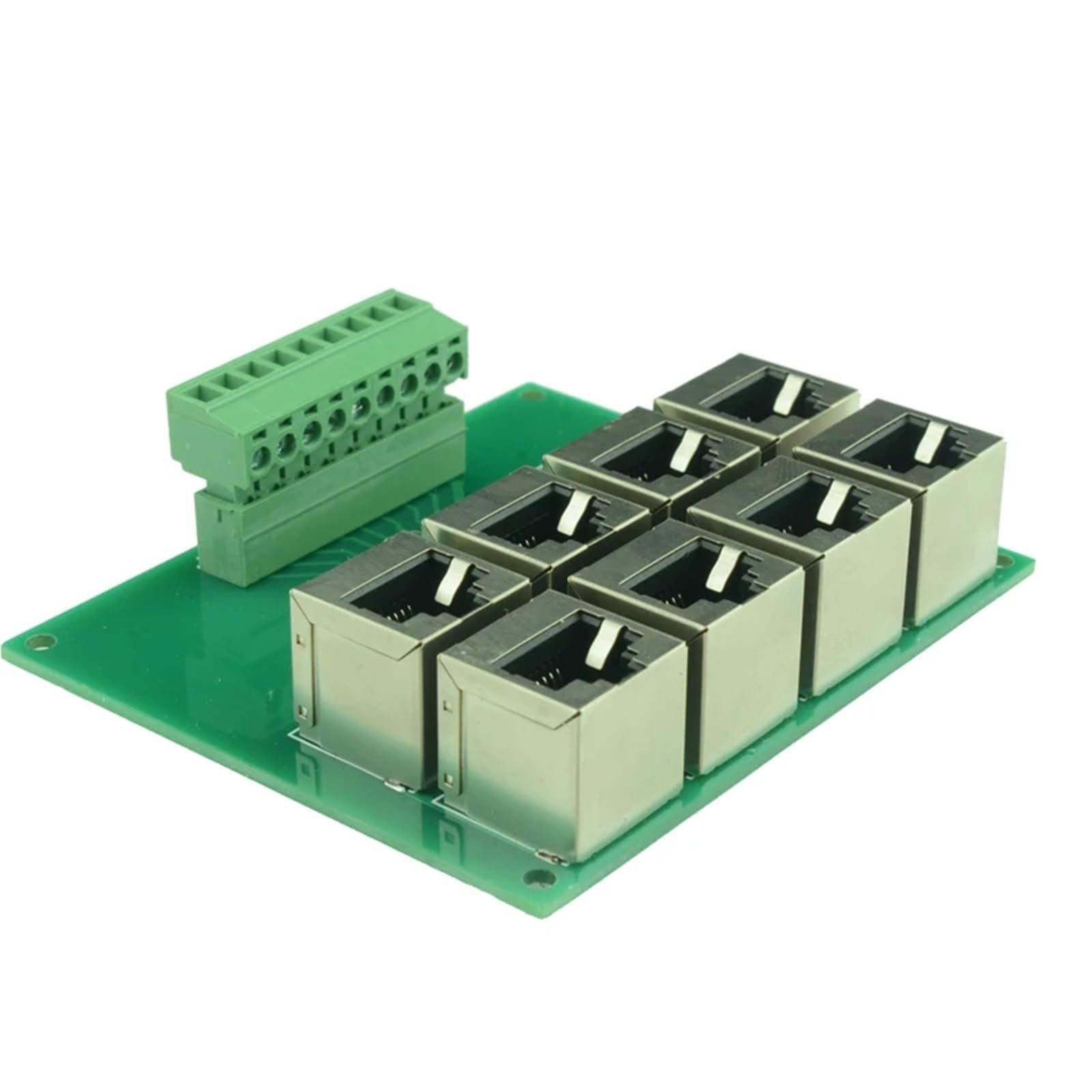 1 x moduł do montażu na szynie DIN RJ45, 8-drożna płyta przyłączeniowa ze złączem RJ45 8P8C, blok zacisków, złącze. (With Carrier)