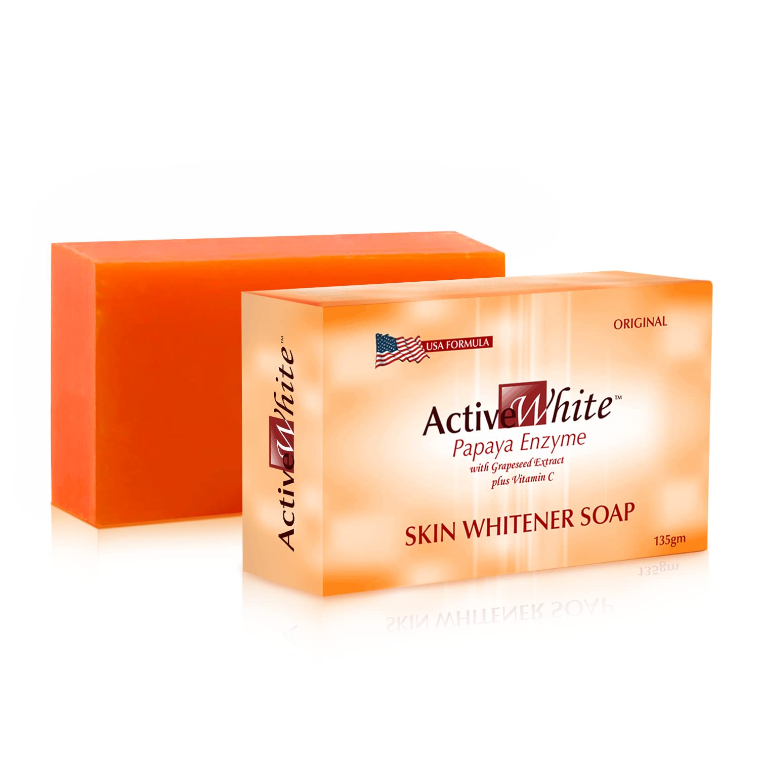 Winlip Active White Papaya Enzyme With Grapeseed Plus Vitamin C Soap | Unisex Bathing Soap For Face & Body, 135G