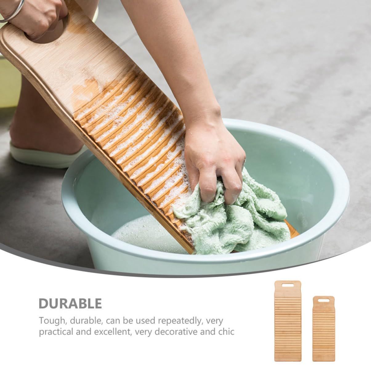 YARNOW Asse per Lavare i Panni in Legno Bambù 2 Pezzi Mini Lavapanni da Bucato a Mano Antiscivolo Design Appendibile per Uso Domestico e Viaggi, Resistente e Sicuro senza Sbavature,