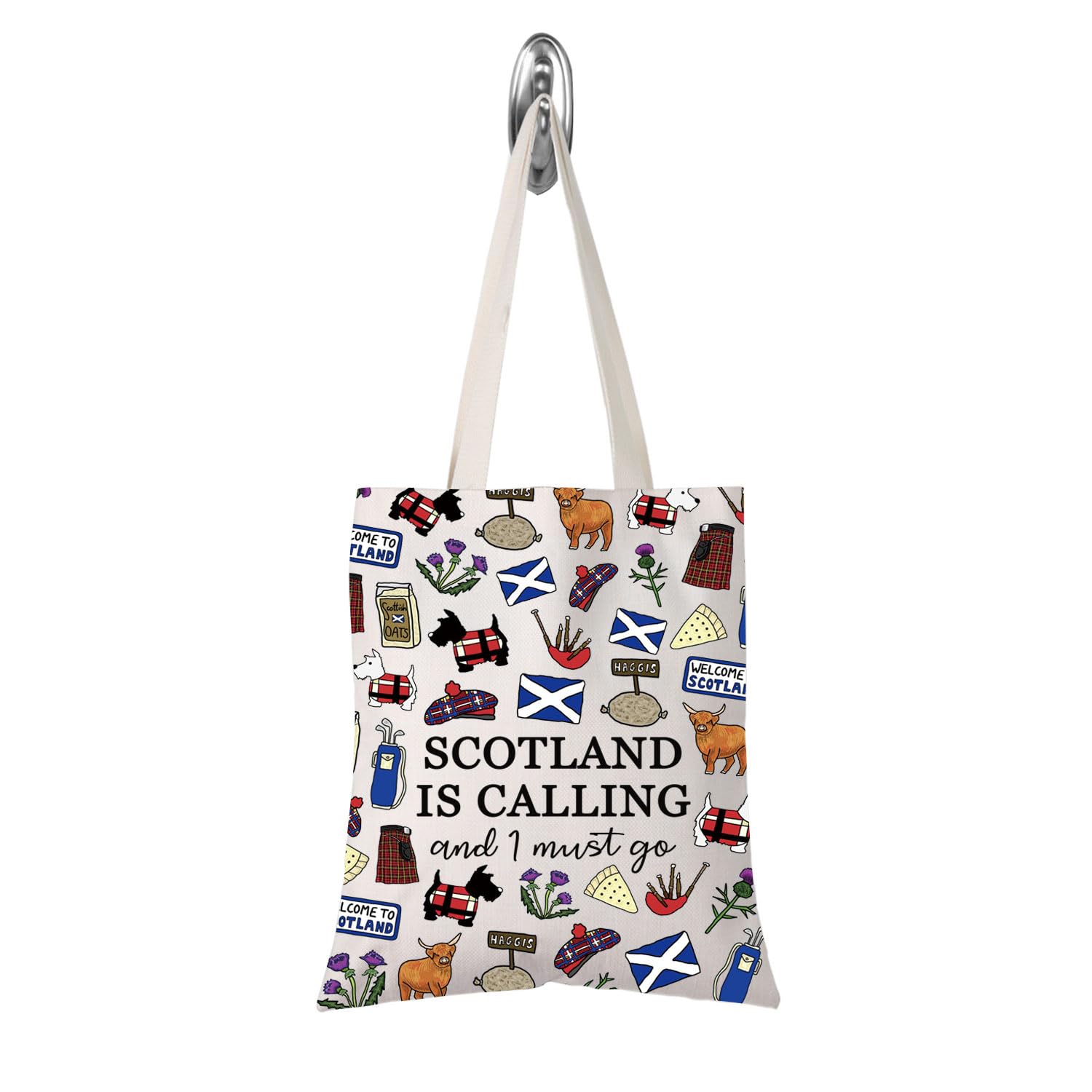 TSOTMO Scotland Makeup Bag Gift Edinburgh Gift Scotland Is Calling And I Must Go Zipper Bag Gift For Scottish (SCOTLAND tote)