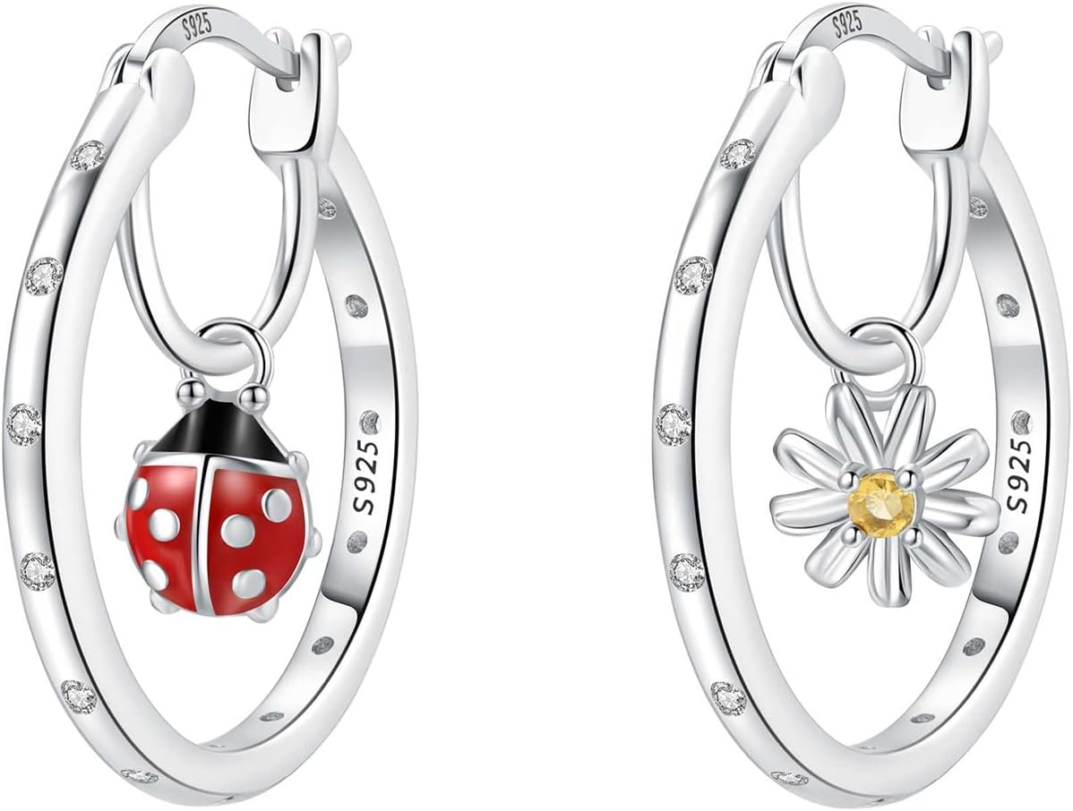 CYMYSS 925 Sterling Silver Hoop Earrings for Women, Small and Large Trendy Hoops Hypoallergenic Huggie Earrings Statement Fashion Jewelry Gifts for Sensitive Ear - Double Loop