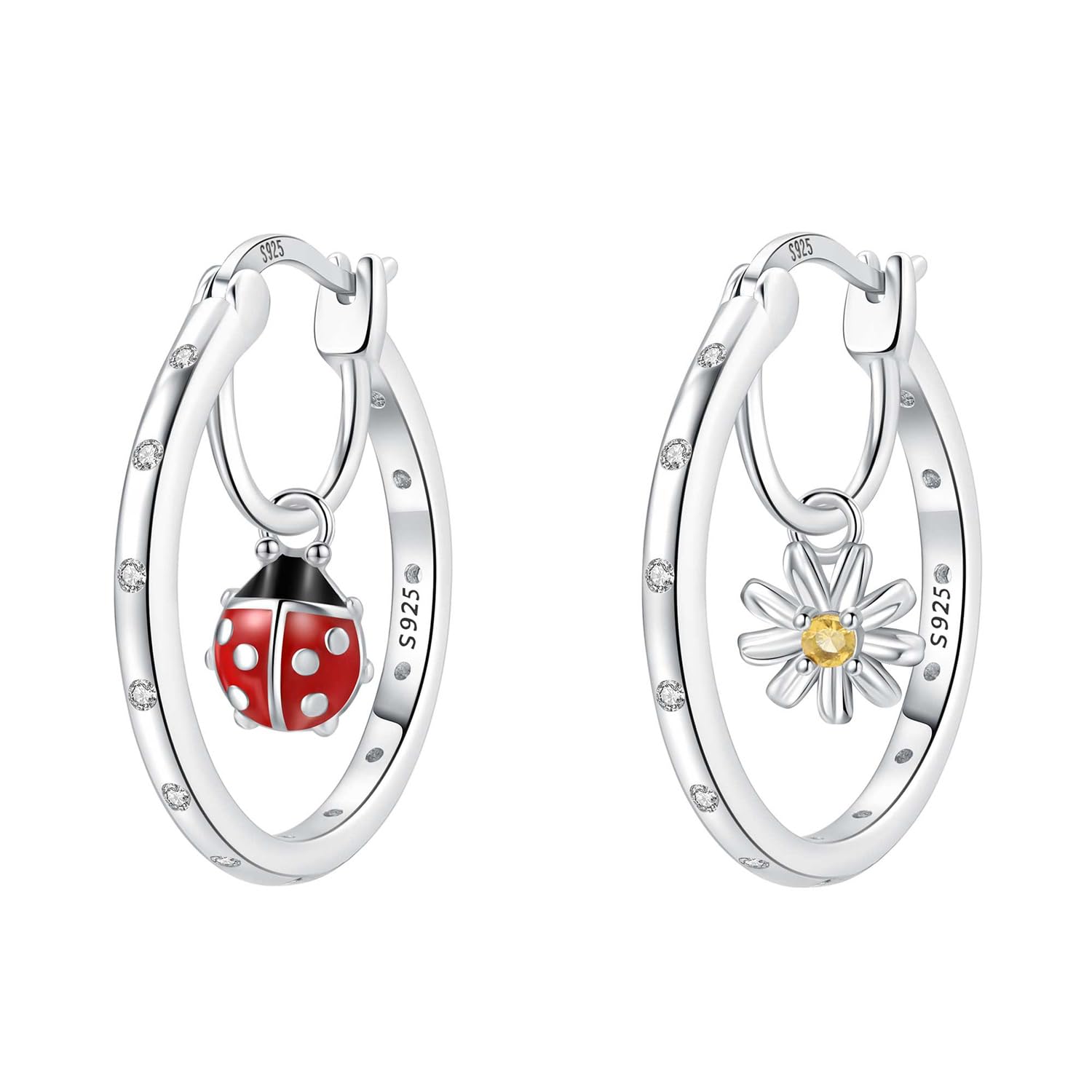 Pendientes de aro de plata de ley 925 para mujer, hipoalergénicos, estilo huggie — view 49