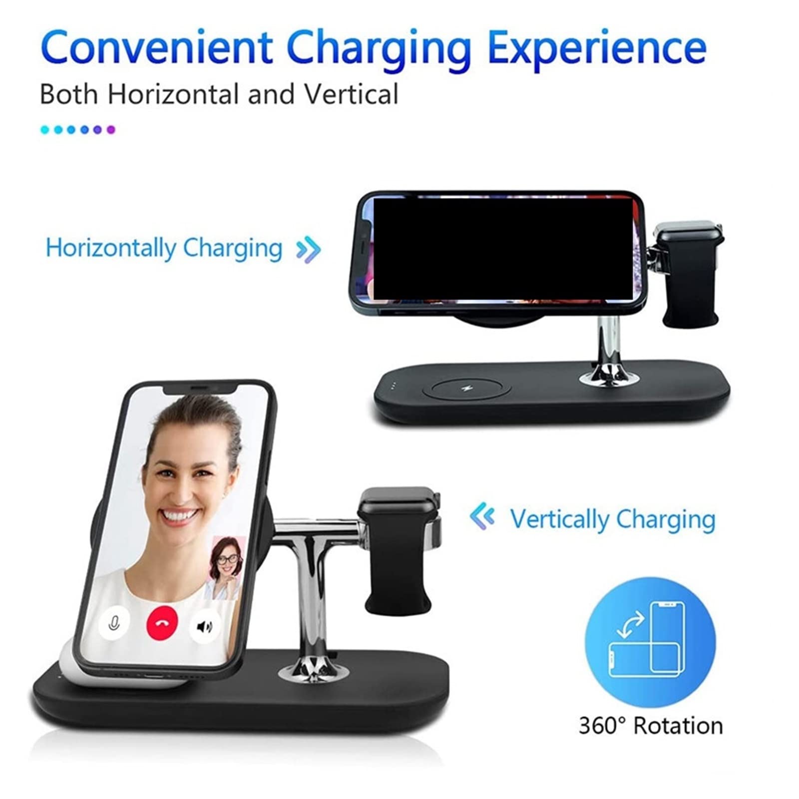 30W 3 en 1 Cargador inalámbrico magnético for teléfonos Inteligentes Qi Base de Soporte Carga rápida, Soporte Diseño portátil(Model JD85 Black)