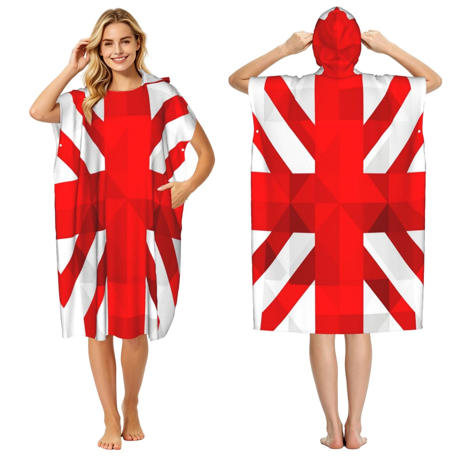 KLGRTJHK Alabama State Flag Adult Hooded Beach Poncho Towel 43"X35"