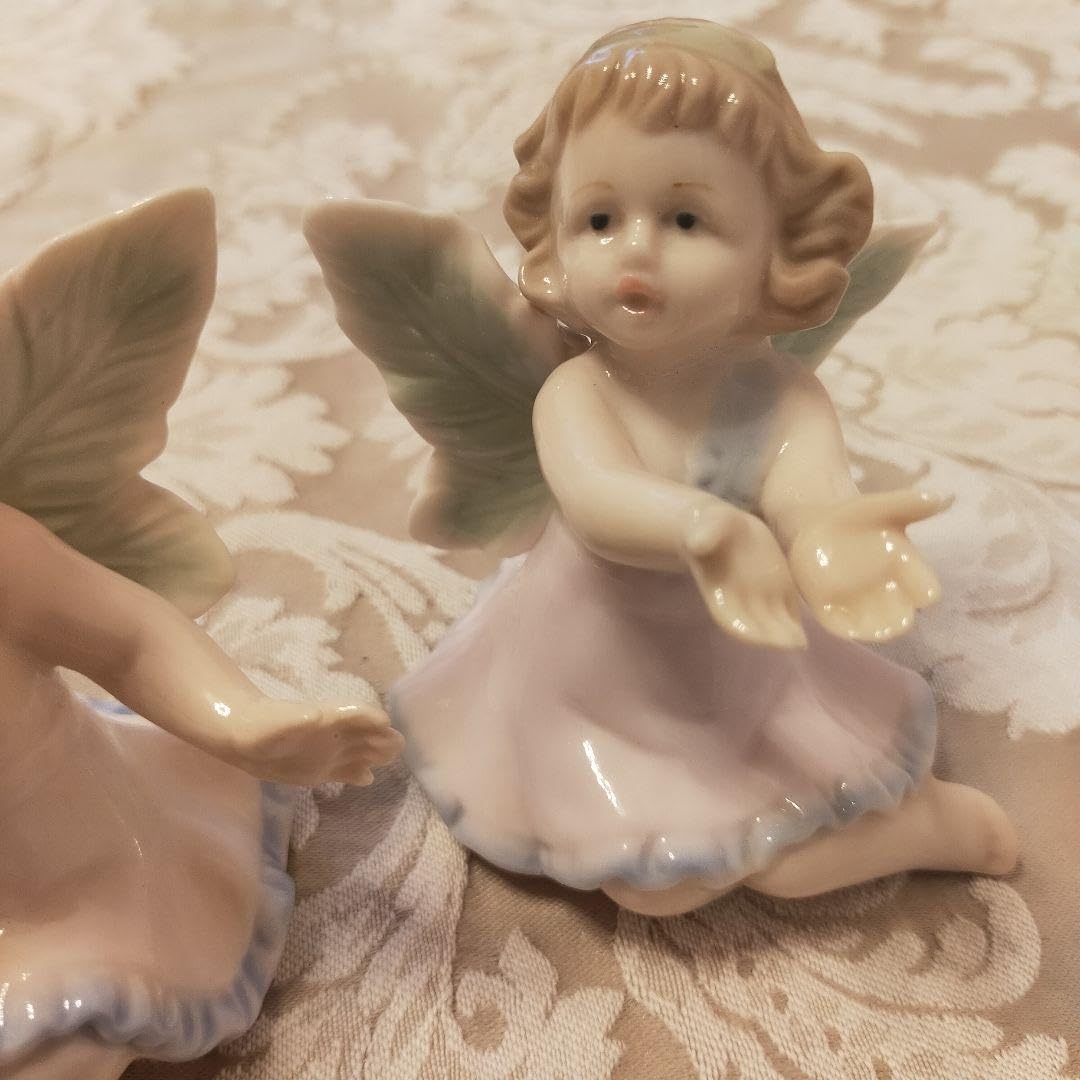 Amazon.co.jp: 天使 置物 陶器 エンジェル アンティーク Fu Dong 4体