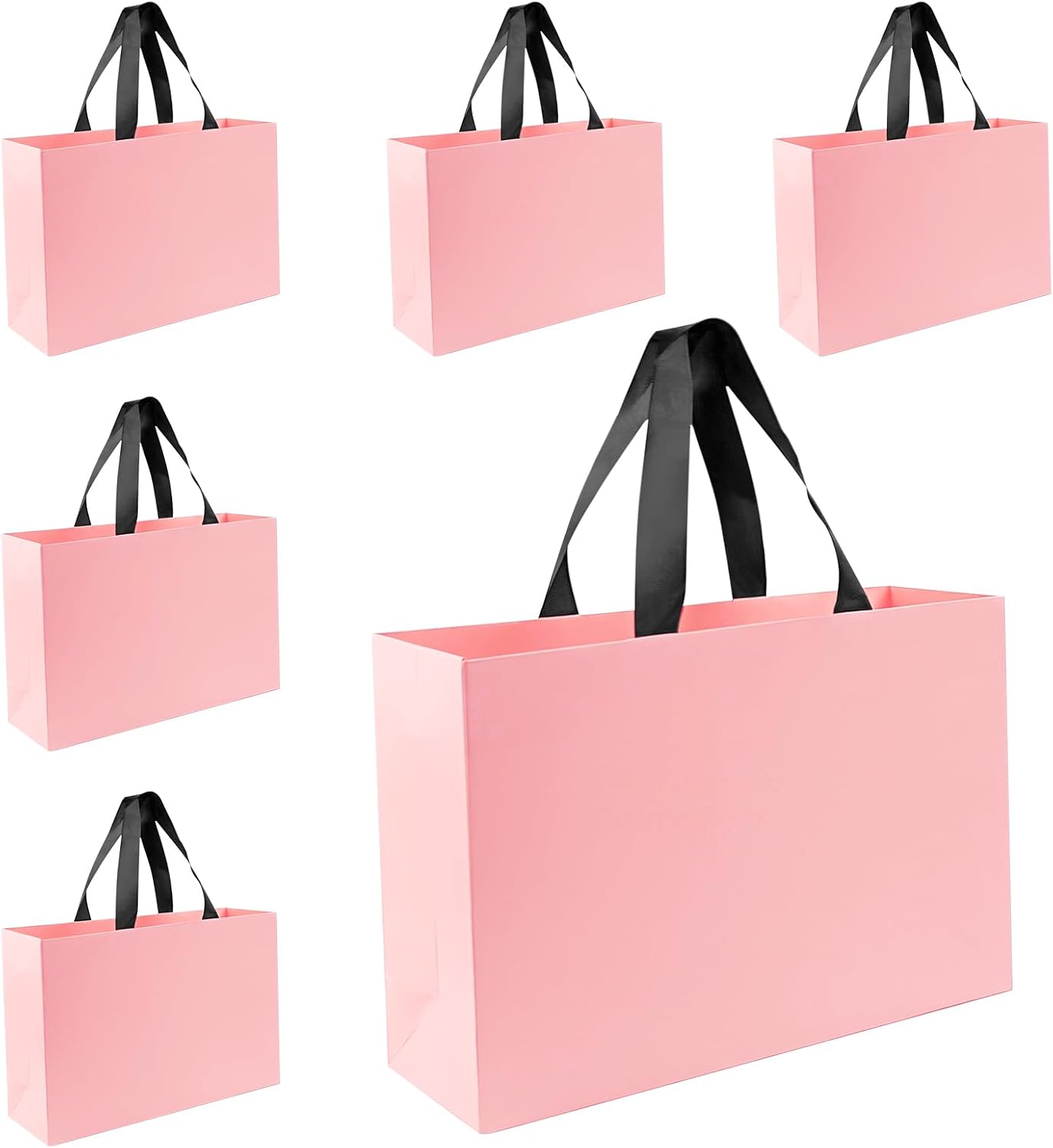 Xloey Pink Gift Bags, 6 Pcs 12.6"x4"x8.7" Gift Bags with