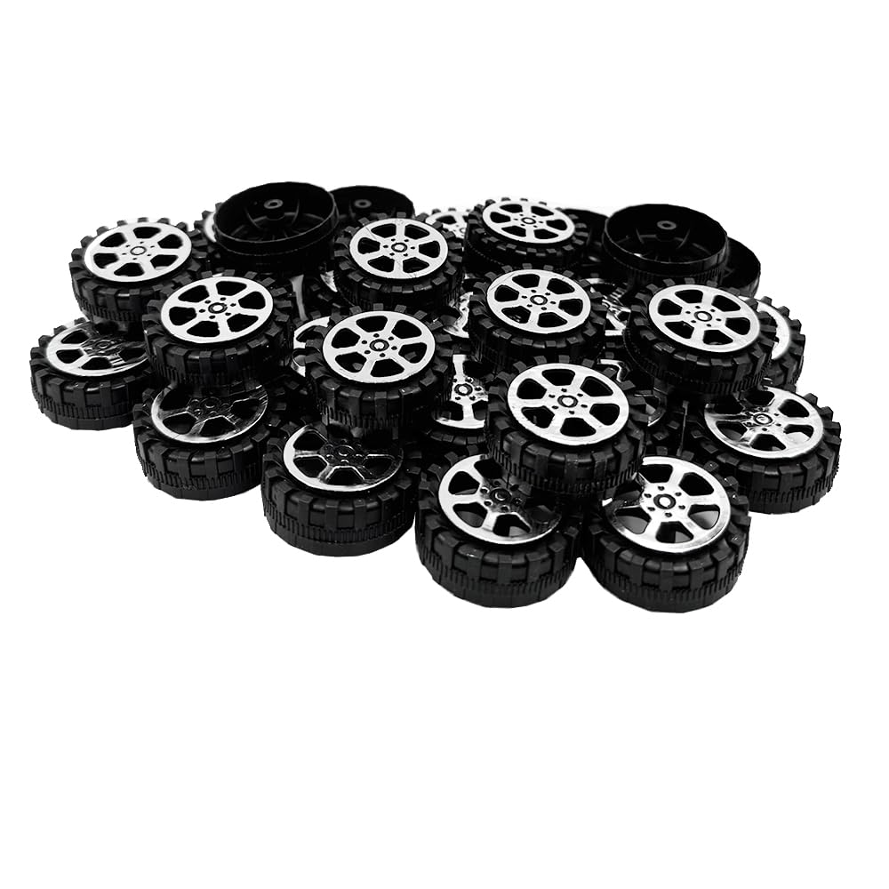 30PCS Toy Car Wheels 35mm Model Toy Plastic Wheel for RC Car Truck Robot DIY Model Toy Building Parts (2x35mm Shape3)