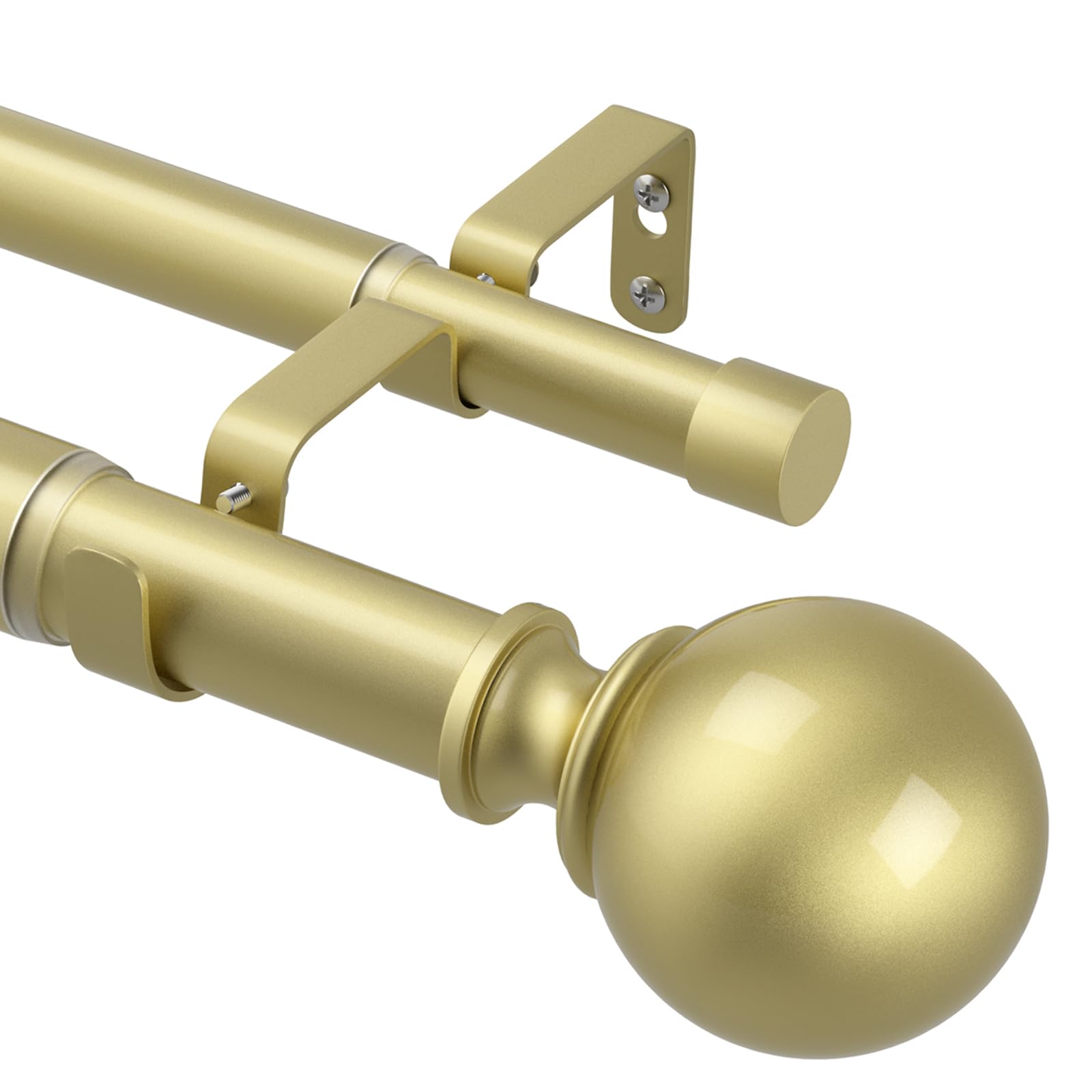 TRAROD Double Curtain Pole 91-310 cm, Heavy Duty Double Curtain Rod, Gold — image 1