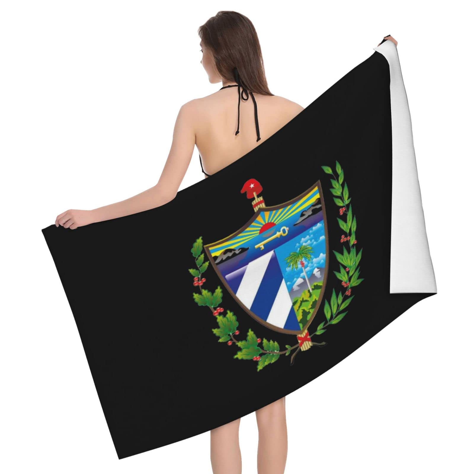 Lsjuee Coat of Arms of Cuba Bath Towel Absorb Water Quick Dry Bath Towel, for Beach, Swimming Pool, Camping